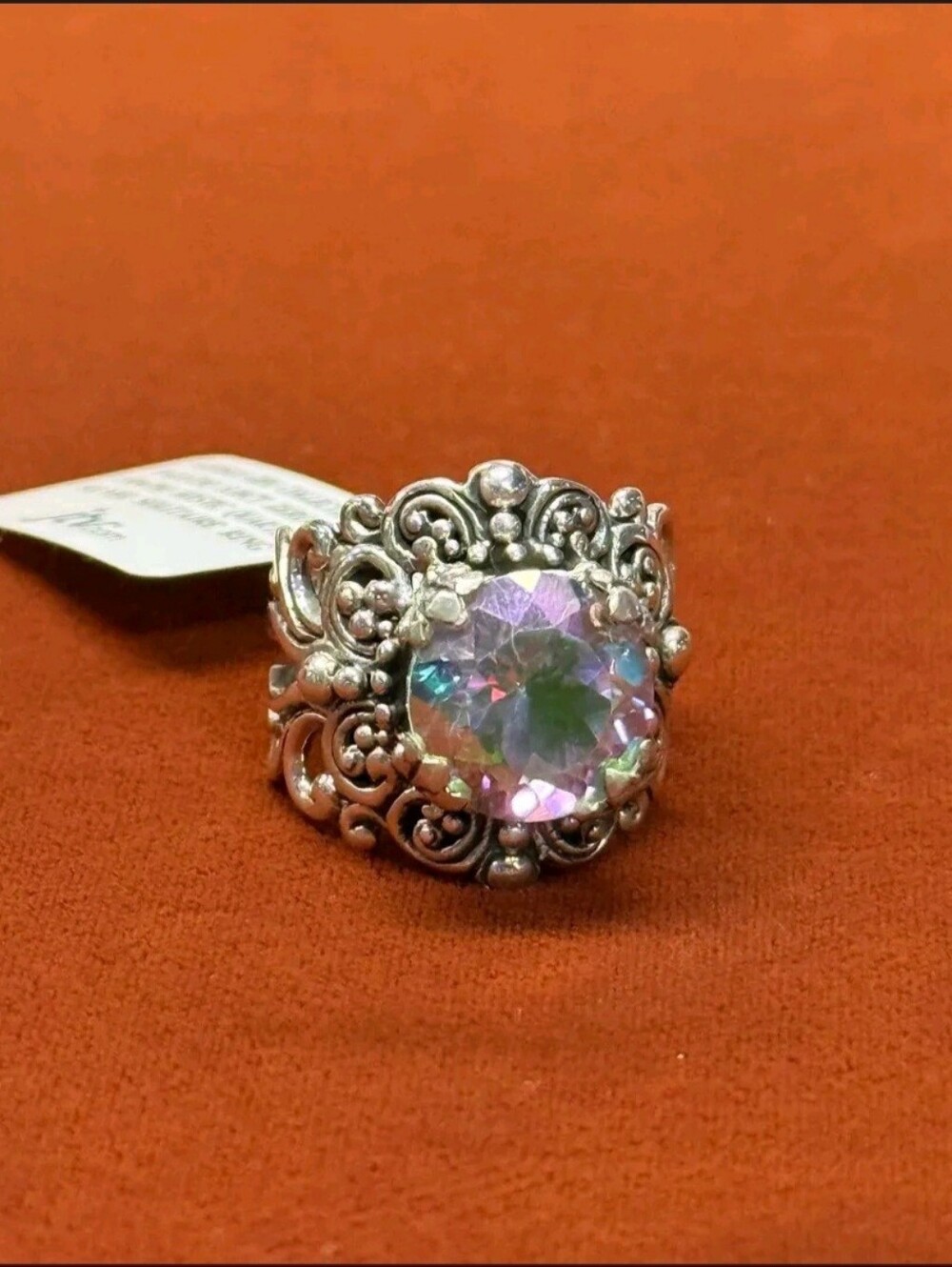 Sarda Sterling Silver 5.10CT "Zero Saturn Mystic Quartz Solitaire Ring SZ 8